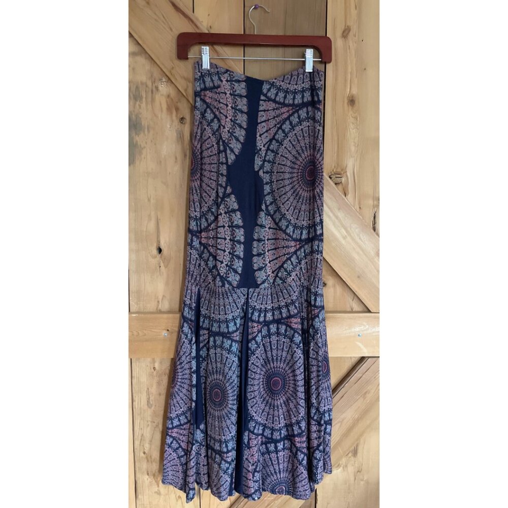 YIREH Boho Maxi Flare Skirt, Mandela Blue/Purple Sustainable, Festival Sz. XS - Picture 2 of 7